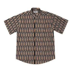 Tribute Men's Size M Short Sleeve Button Down Shirt Cigar Print